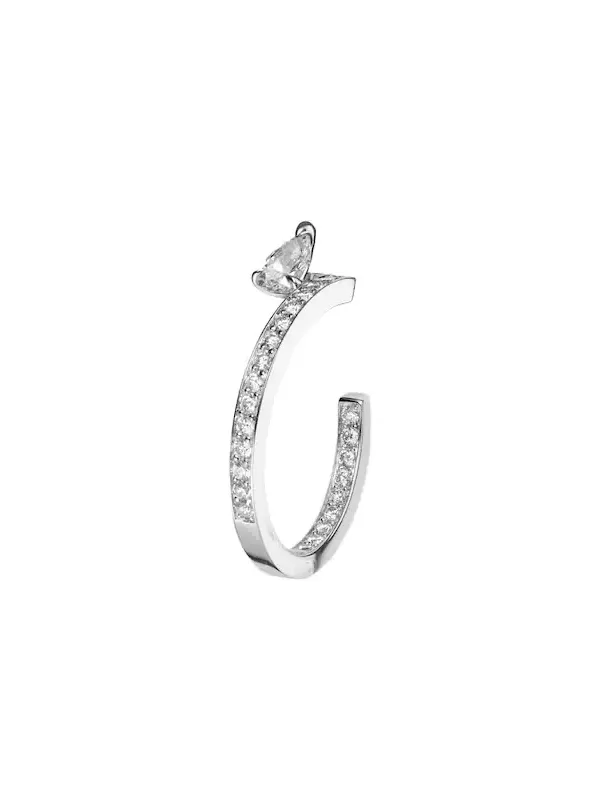 Serti Sur Vide 18kt white gold single hoop earring with diamonds