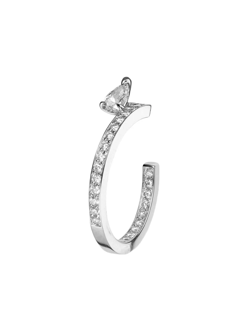 Serti Sur Vide 18kt white gold single hoop earring with diamonds Serti Sur Vide 18kt white gold single hoop earring with diamonds