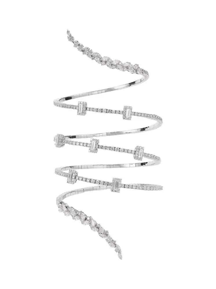 Y-Couture 18kt white gold cuff bracelet with diamonds