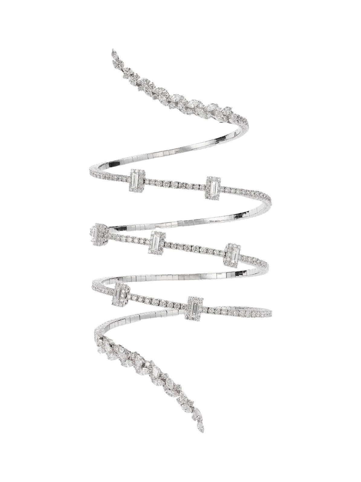 Y-Couture 18kt white gold cuff bracelet with diamonds
