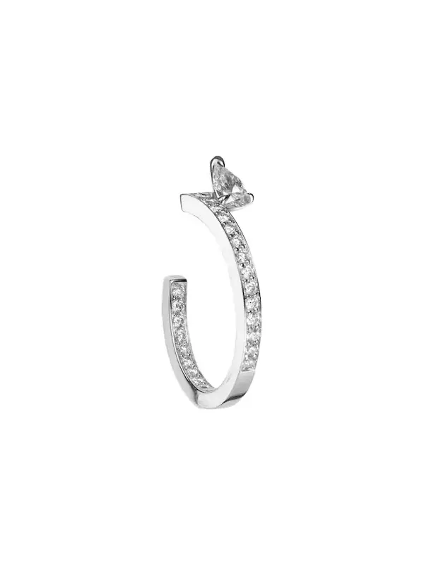 Serti Sur Vide 18kt white gold single hoop earring with diamonds Serti Sur Vide 18kt white gold single hoop earring with diamonds