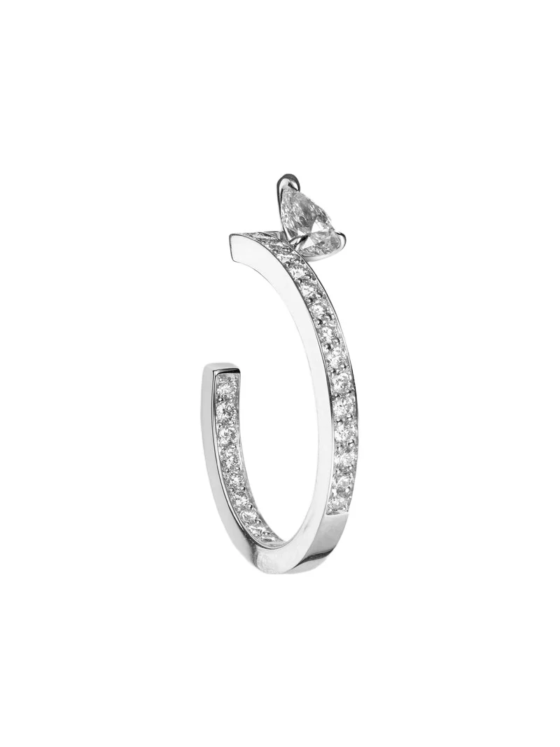 Serti Sur Vide 18kt white gold single hoop earring with diamonds Serti Sur Vide 18kt white gold single hoop earring with diamonds