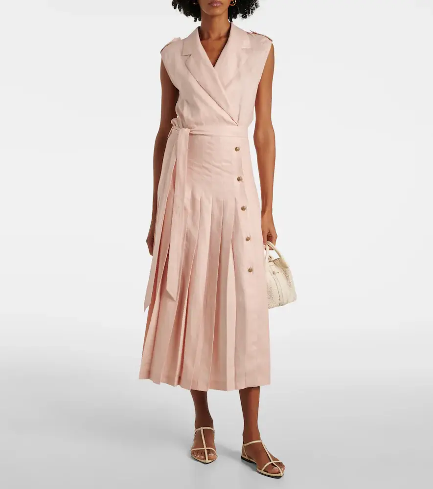 Loro Piana Bryce pleated linen midi dress | Thumbnail 2