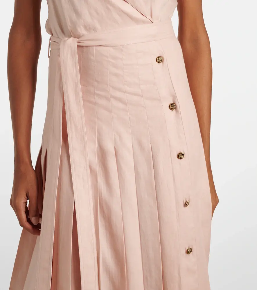 Loro Piana Bryce pleated linen midi dress | Thumbnail 3