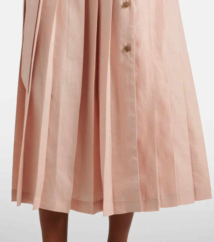 Loro Piana Bryce pleated linen midi dress | Thumbnail 4