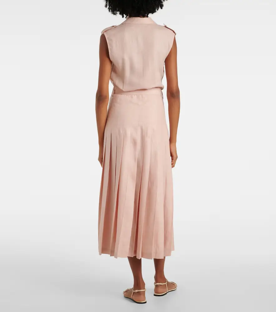 Loro Piana Bryce pleated linen midi dress | Thumbnail 5