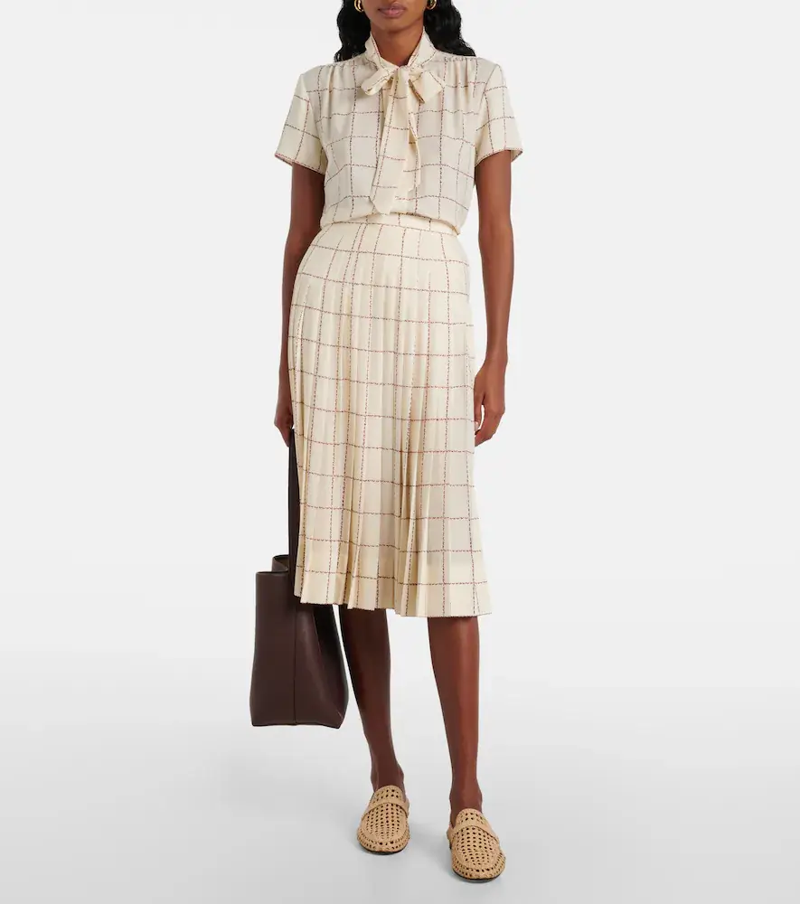 Loro Piana Clea pleated silk sablé midi skirt | Thumbnail 3 Loro Piana Clea pleated silk sablé midi skirt | Thumbnail 3