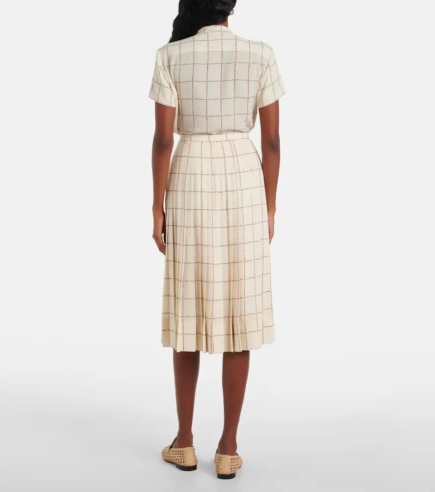 Loro Piana Clea pleated silk sablé midi skirt | Thumbnail 5 Loro Piana Clea pleated silk sablé midi skirt | Thumbnail 5