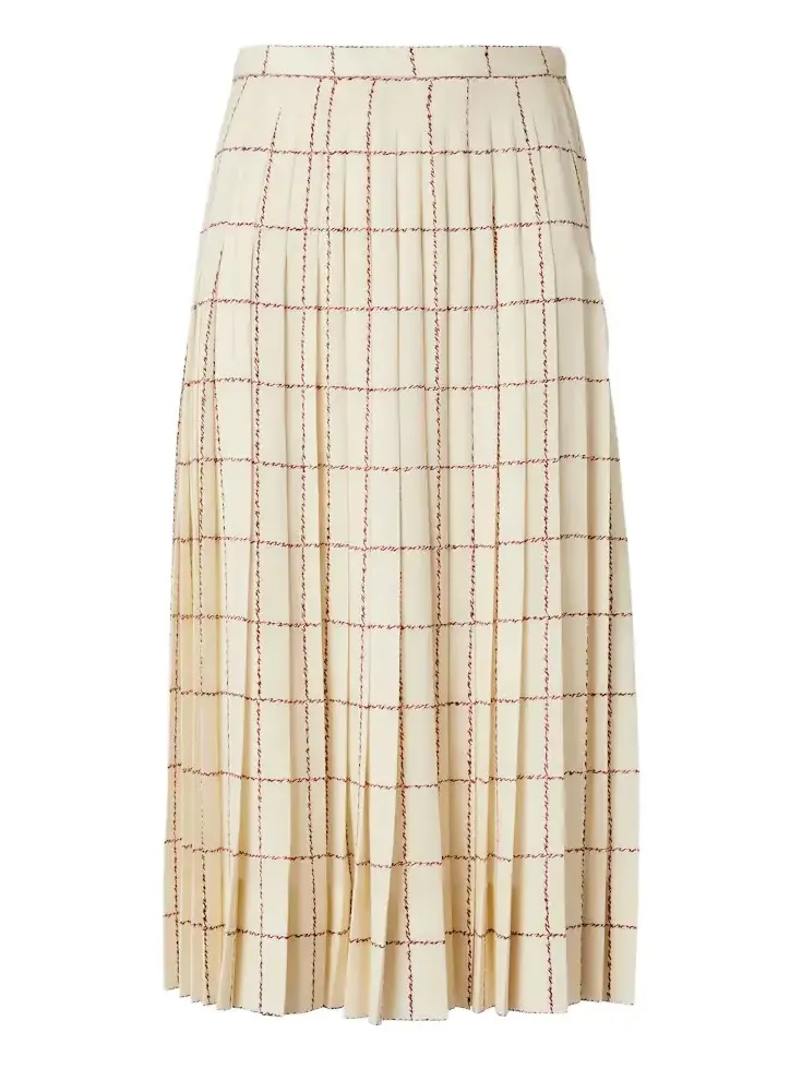 Loro Piana Clea pleated silk sablé midi skirt