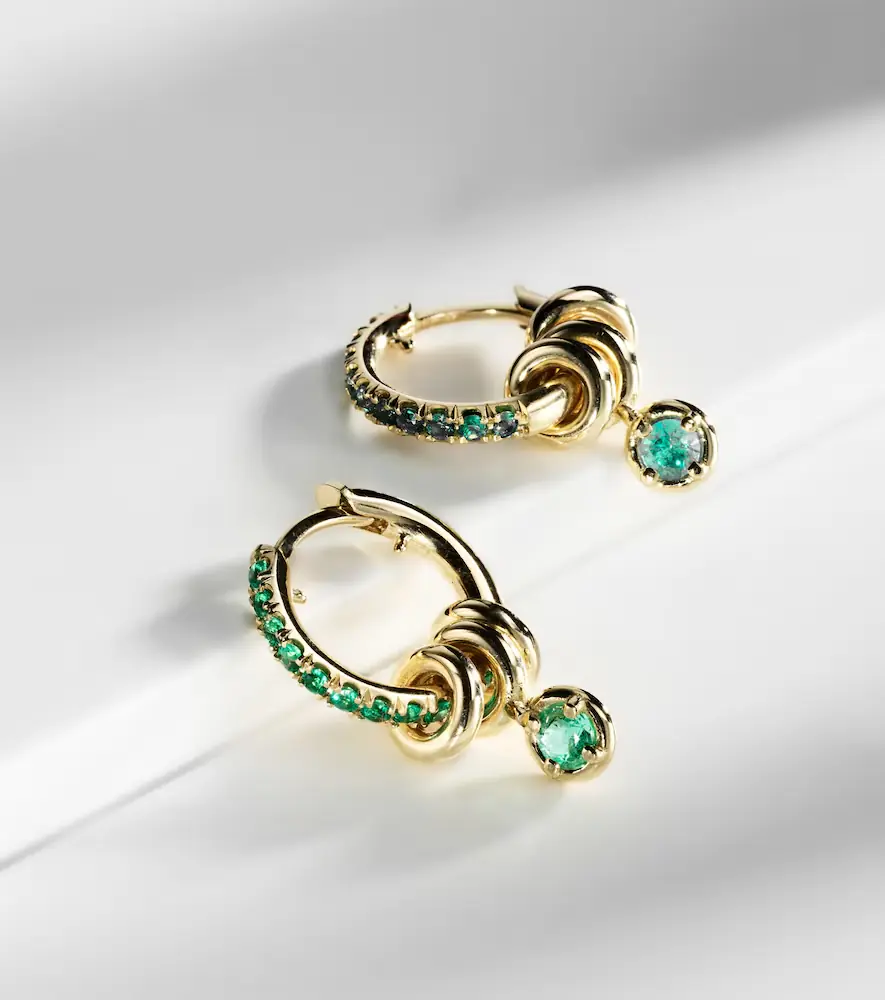 Spinelli Kilcollin Zahra 18kt gold hoop earrings with emeralds | Thumbnail 4