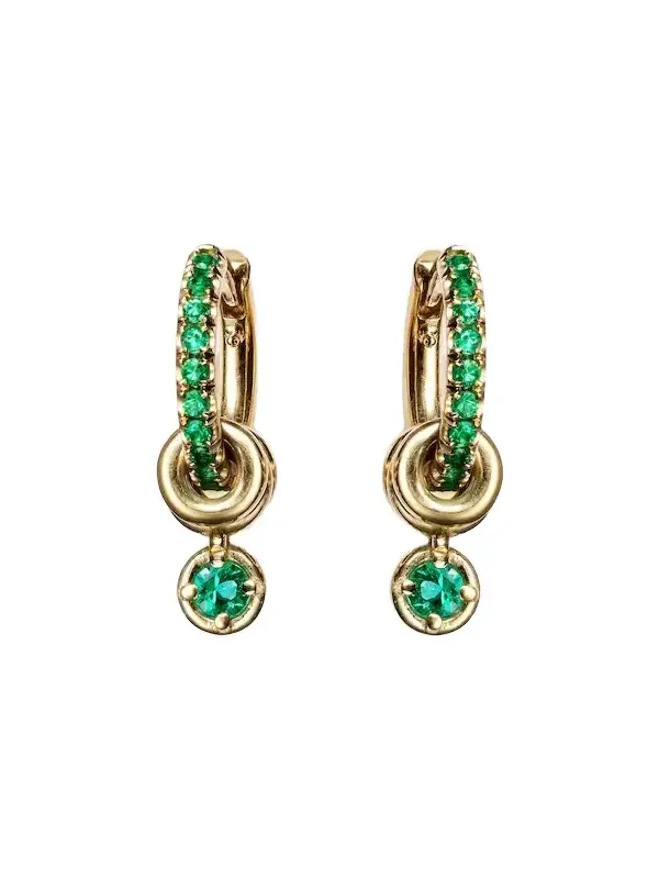 Zahra 18kt gold hoop earrings with emeralds Zahra 18kt gold hoop earrings with emeralds