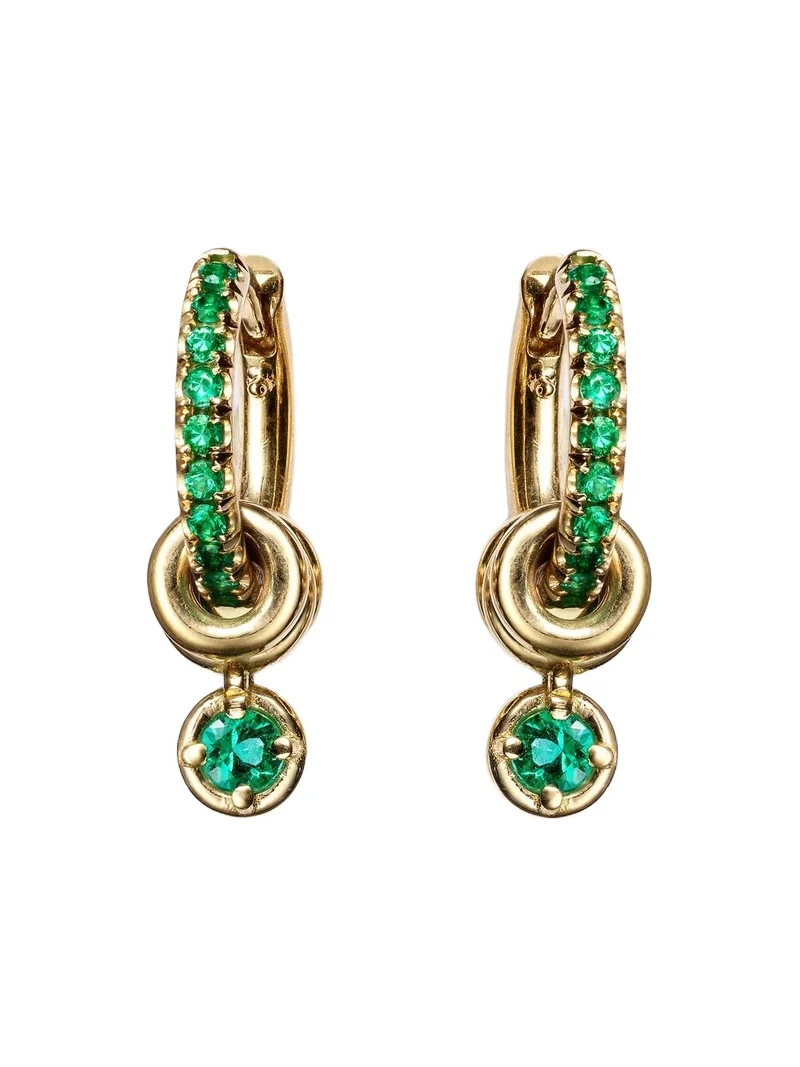 Zahra 18kt gold hoop earrings with emeralds Zahra 18kt gold hoop earrings with emeralds