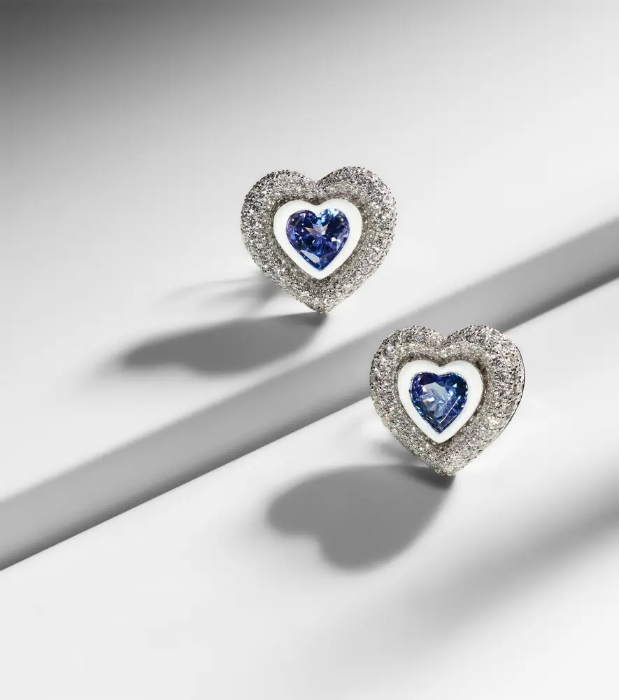 Kamyen Heart 18kt white gold earrings with tanzanite and diamonds | Thumbnail 4 Kamyen Heart 18kt white gold earrings with tanzanite and diamonds | Thumbnail 4