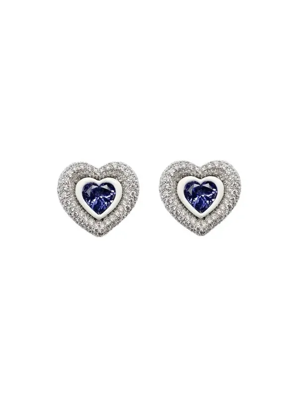 Heart 18kt white gold earrings with tanzanite and diamonds