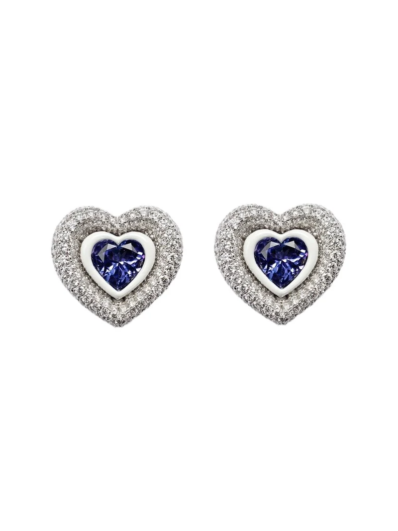 Heart 18kt white gold earrings with tanzanite and diamonds Heart 18kt white gold earrings with tanzanite and diamonds
