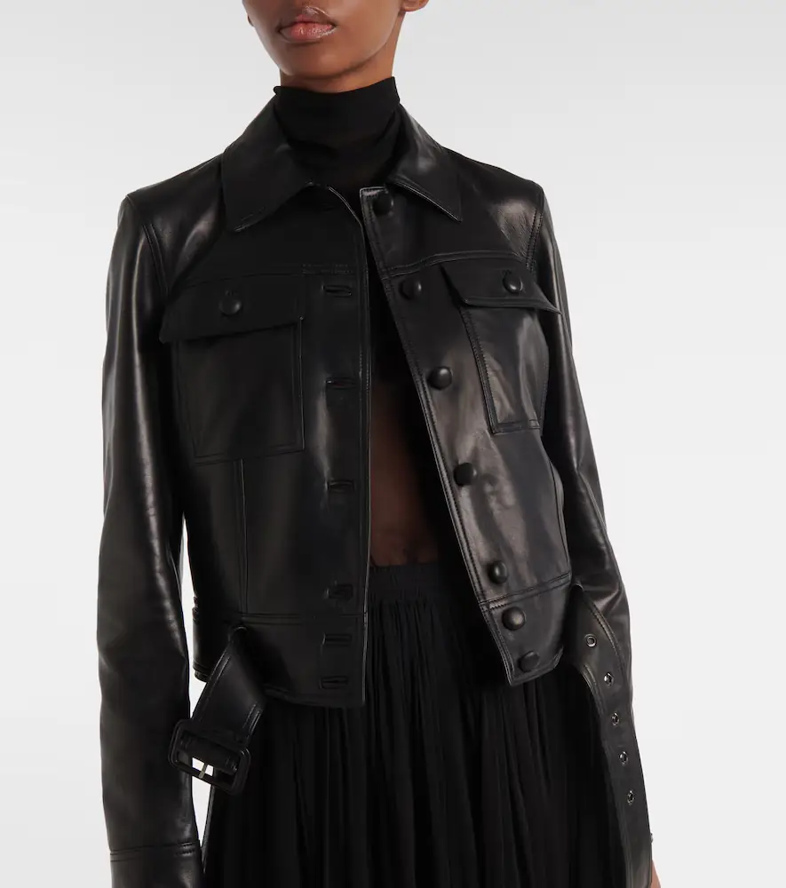 Saint Laurent Cropped leather jacket | Thumbnail 3