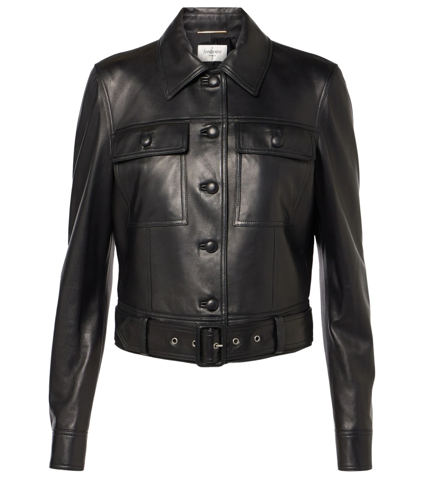 Cropped leather jacket