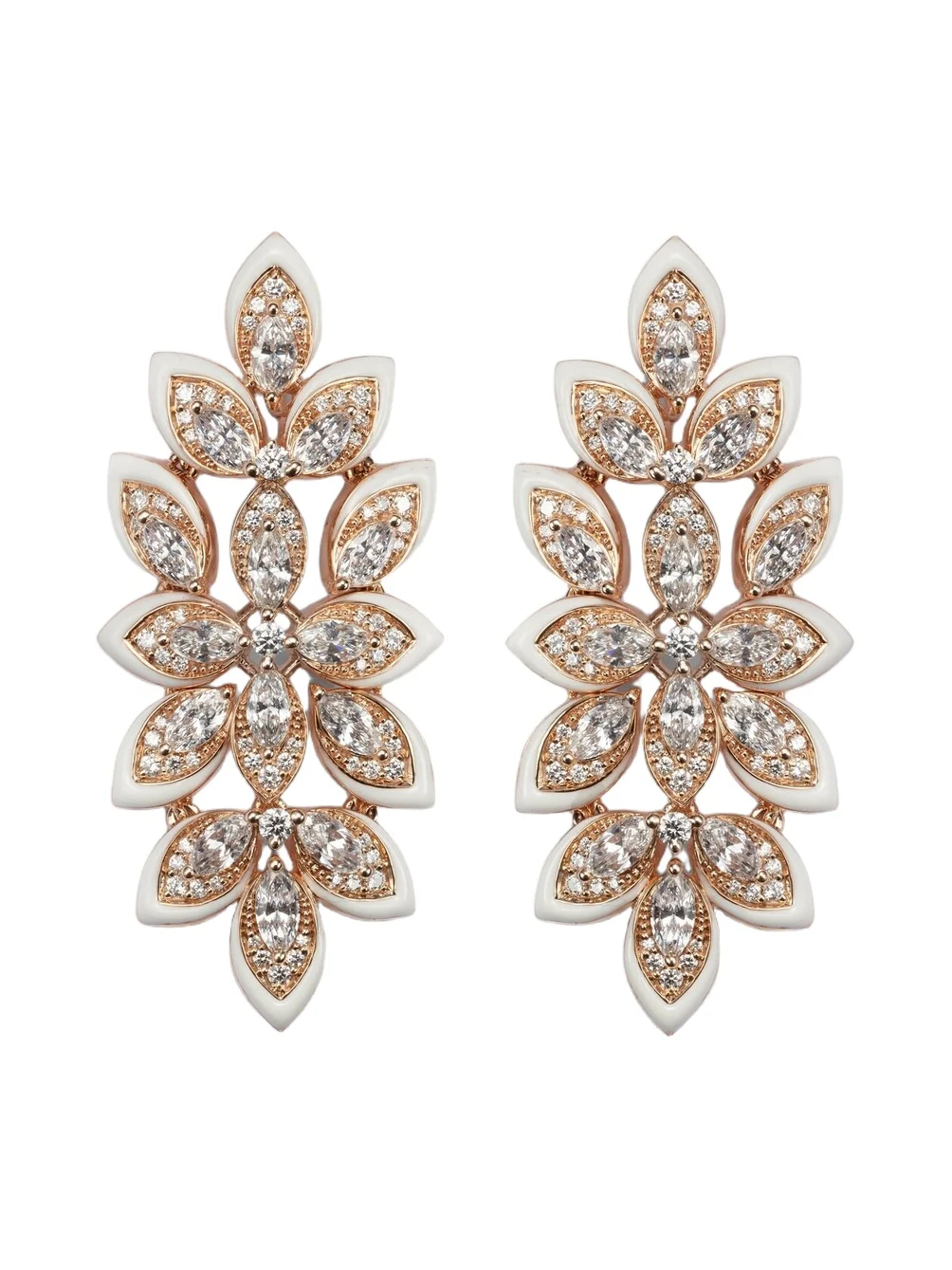Lotus 18kt rose gold earrings with diamonds