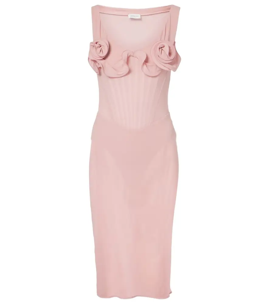 Magda Butrym Floral-appliqué silk-blend bustier dress