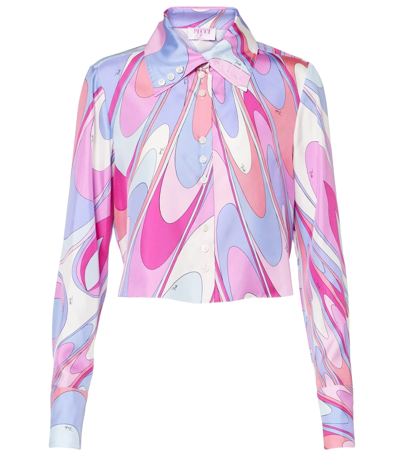 Printed cropped silk twill shirt Printed cropped silk twill shirt