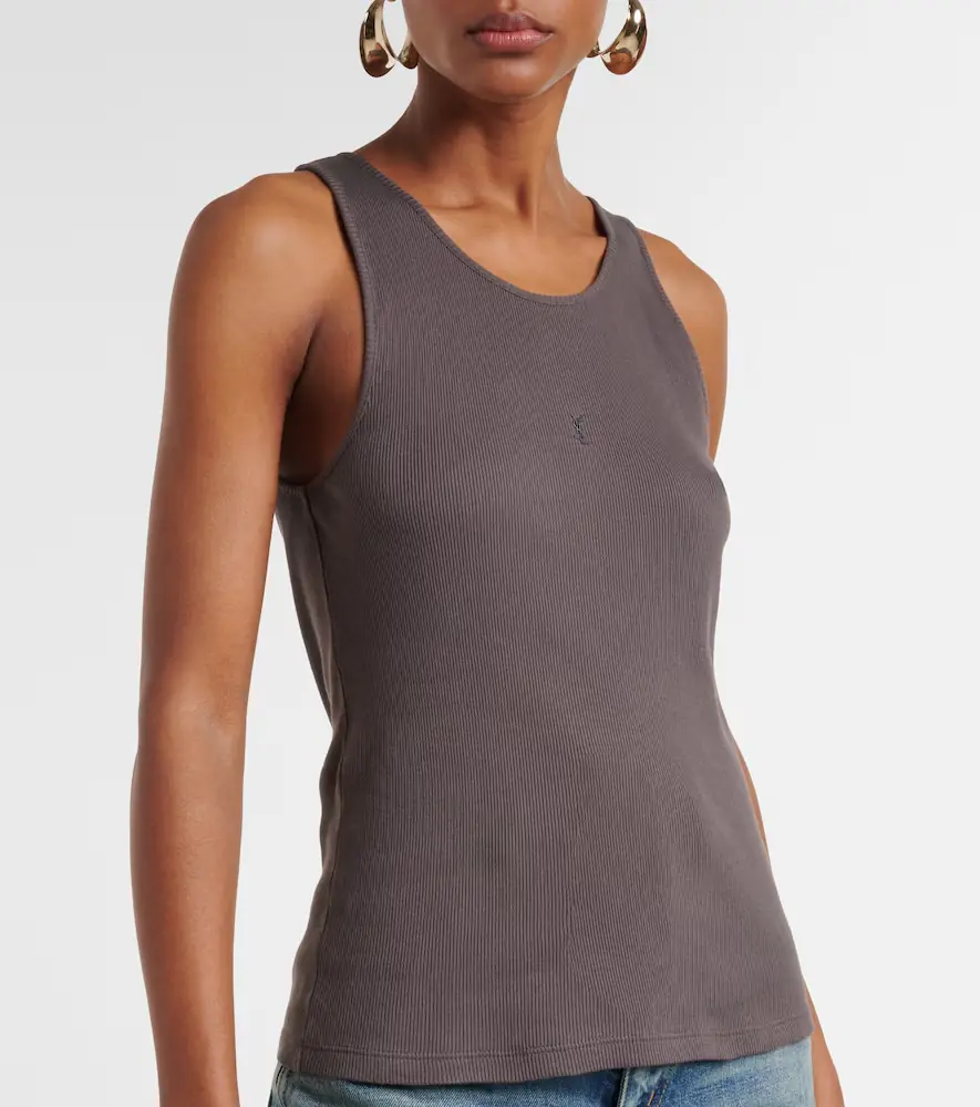 Saint Laurent Cassandre ribbed-knit cotton tank top | Thumbnail 3 Saint Laurent Cassandre ribbed-knit cotton tank top | Thumbnail 3