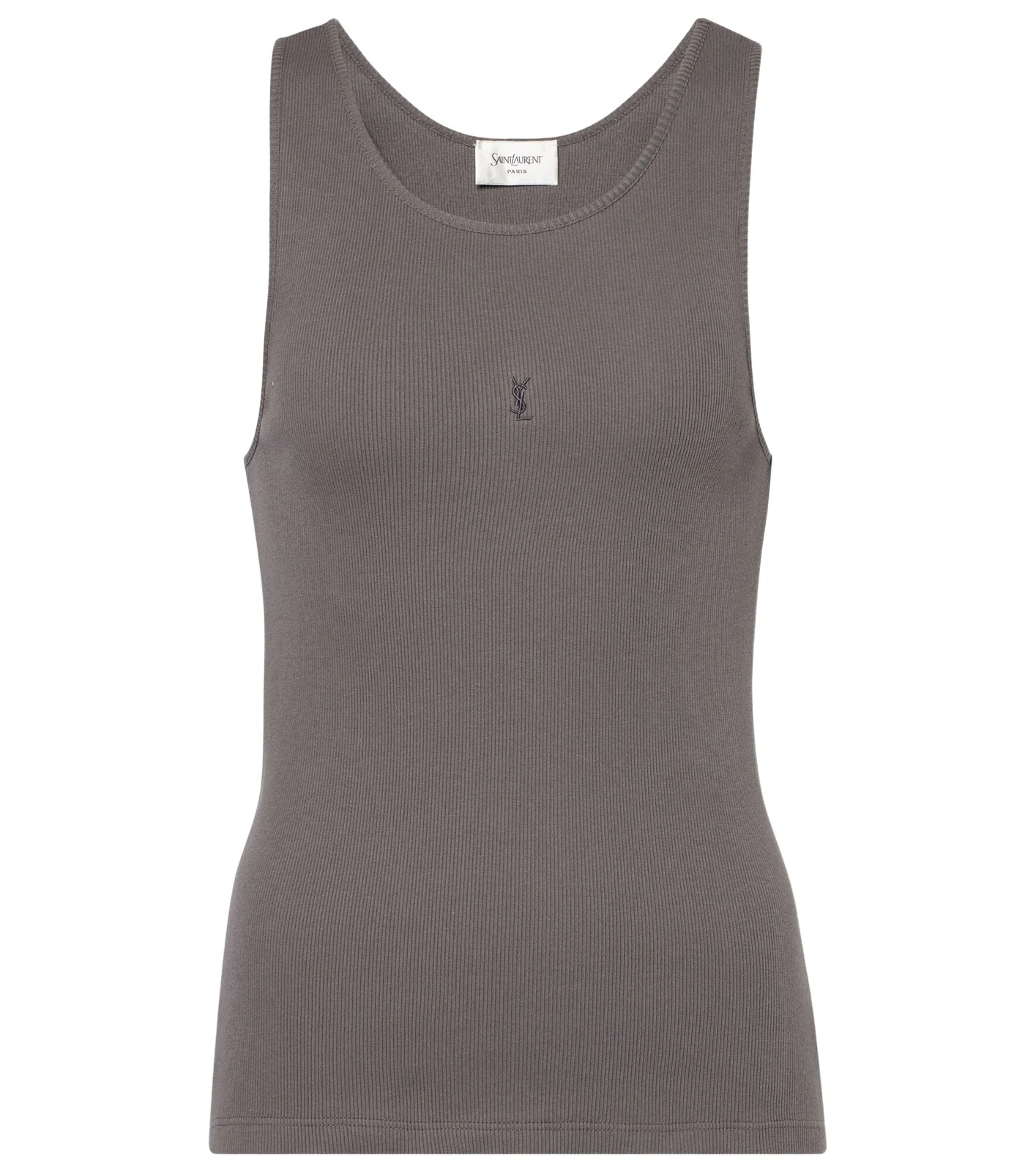 Saint Laurent Cassandre ribbed-knit cotton tank top