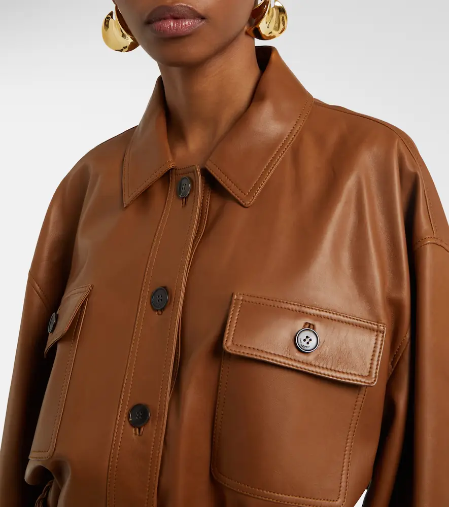 Saint Laurent Saharienne cropped leather jacket | Thumbnail 4