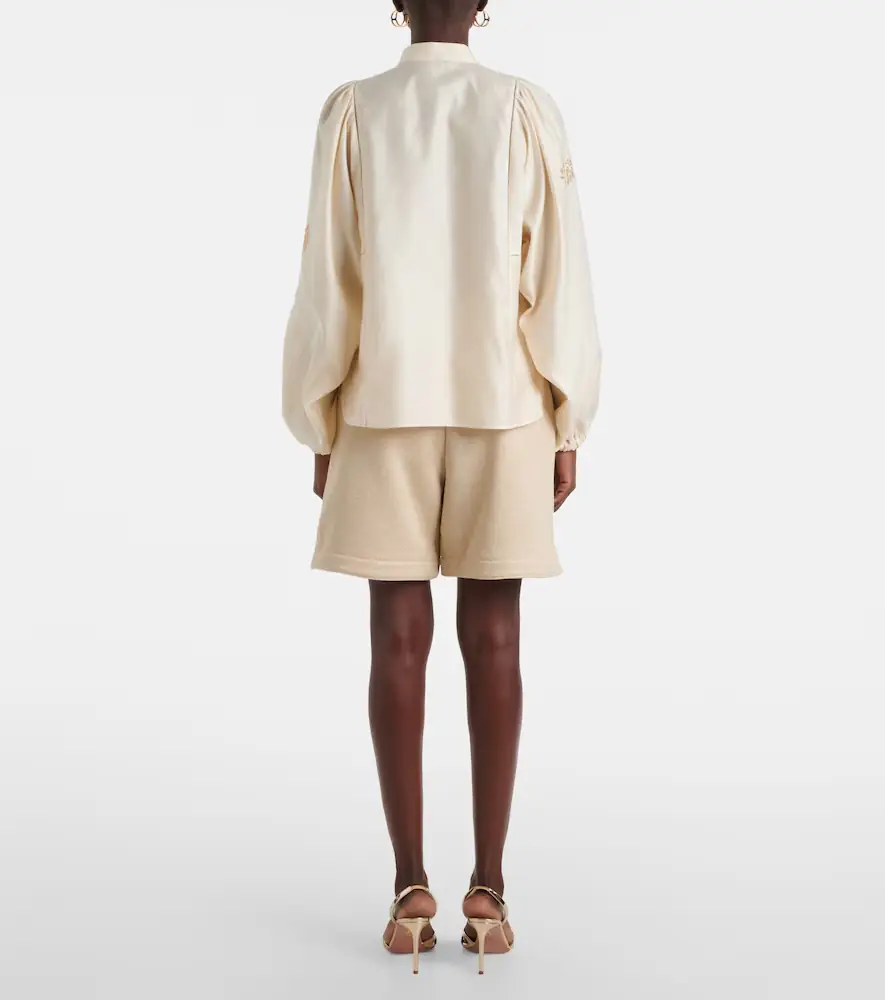 Max Mara Caladio embellished cotton satin blouse | Thumbnail 3