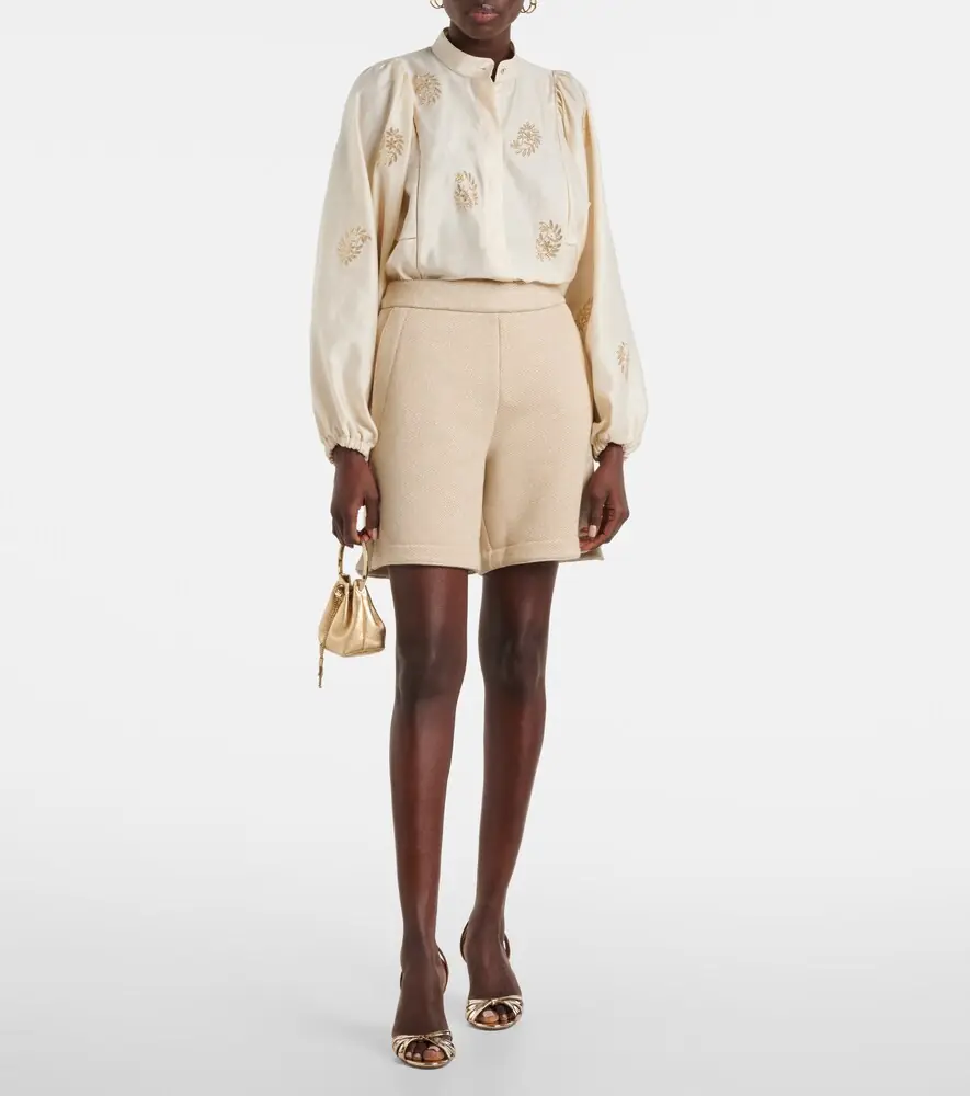 Max Mara Caladio embellished cotton satin blouse | Thumbnail 4
