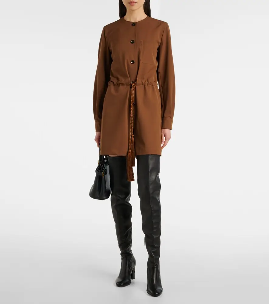 Max Mara Maine belted wool gabardine playsuit | Thumbnail 2
