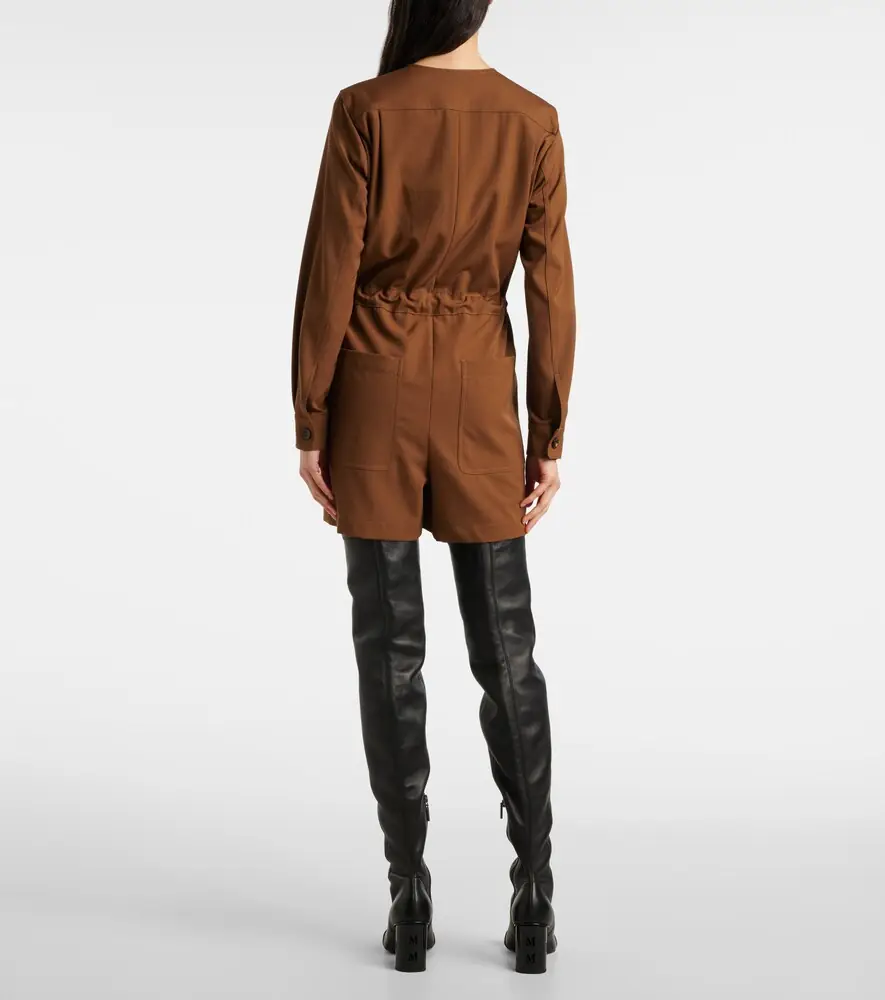 Max Mara Maine belted wool gabardine playsuit | Thumbnail 6
