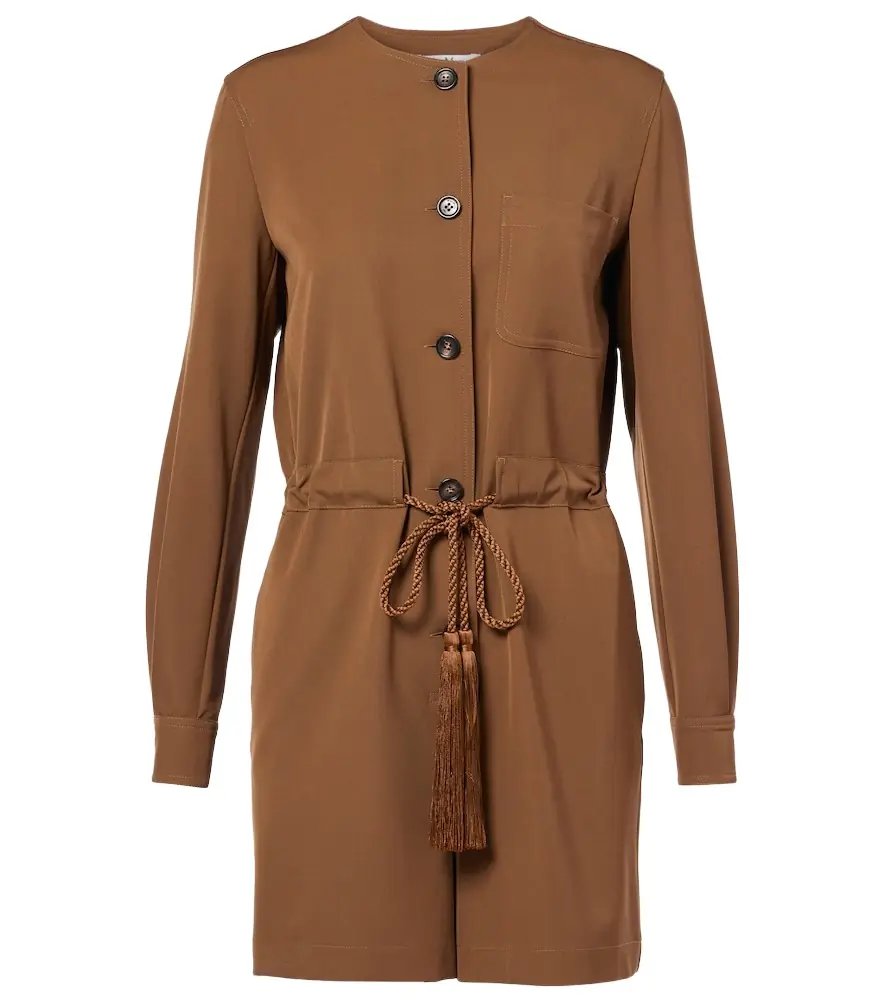 Max Mara Maine belted wool gabardine playsuit