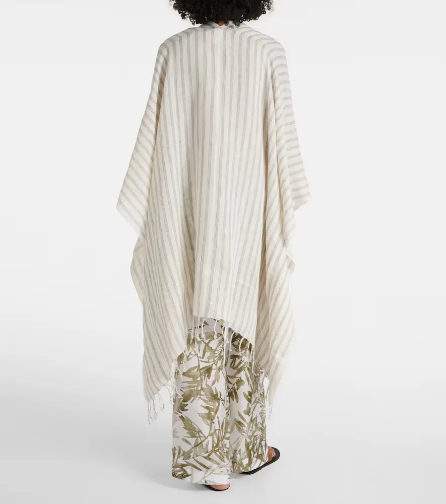 Brunello Cucinelli Striped linen poncho | Thumbnail 3 Brunello Cucinelli Striped linen poncho | Thumbnail 3