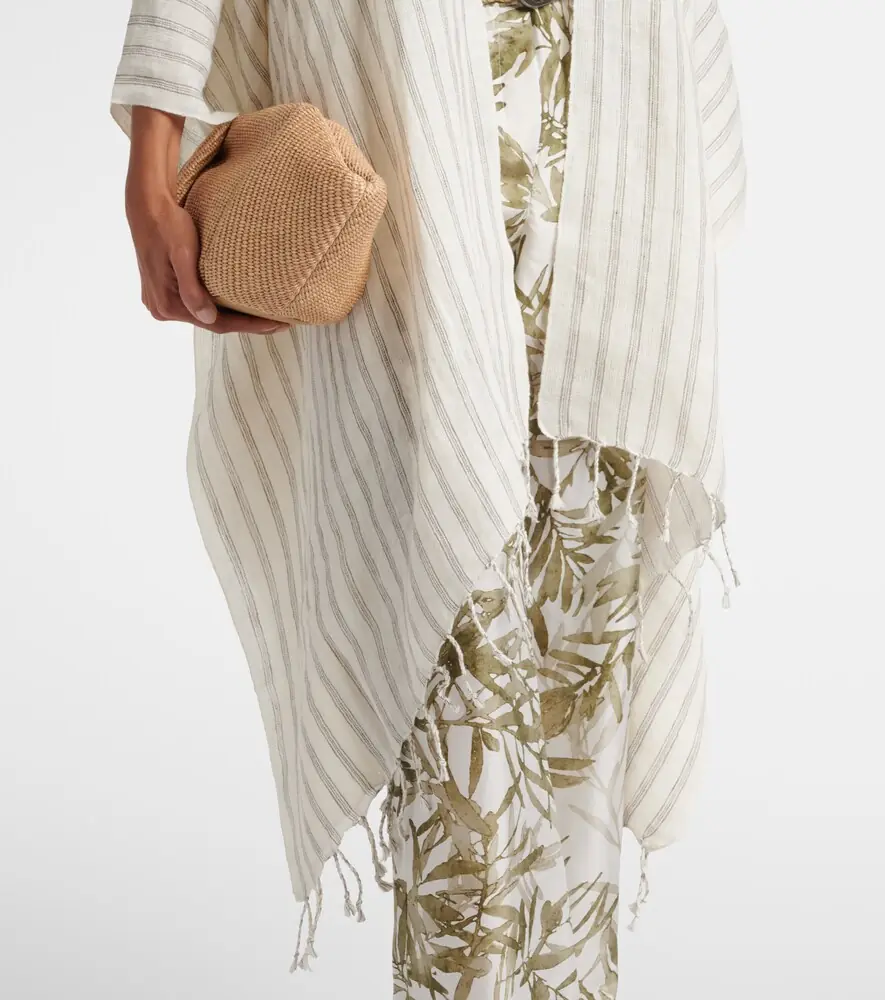 Brunello Cucinelli Striped linen poncho | Thumbnail 4 Brunello Cucinelli Striped linen poncho | Thumbnail 4