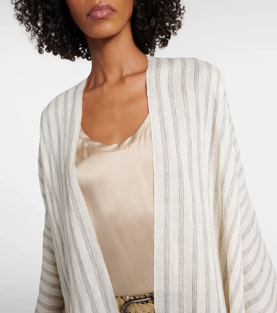 Brunello Cucinelli Striped linen poncho | Thumbnail 5 Brunello Cucinelli Striped linen poncho | Thumbnail 5