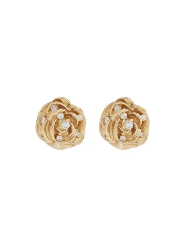 Floral embellished gold-plated earrings