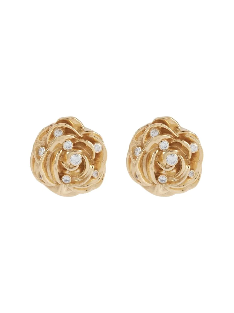 Floral embellished gold-plated earrings