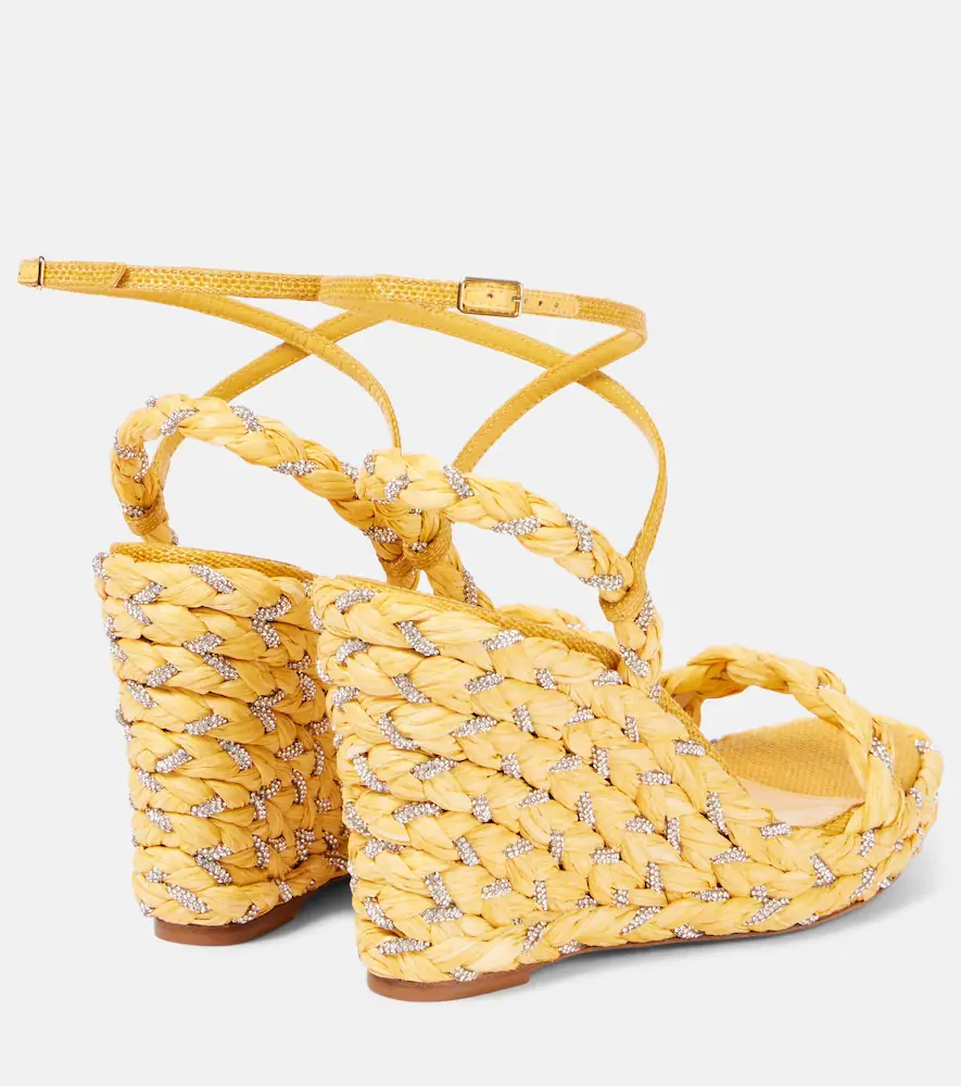 Aquazzura Costiera Crystal raffia espadrille wedges | Thumbnail 4