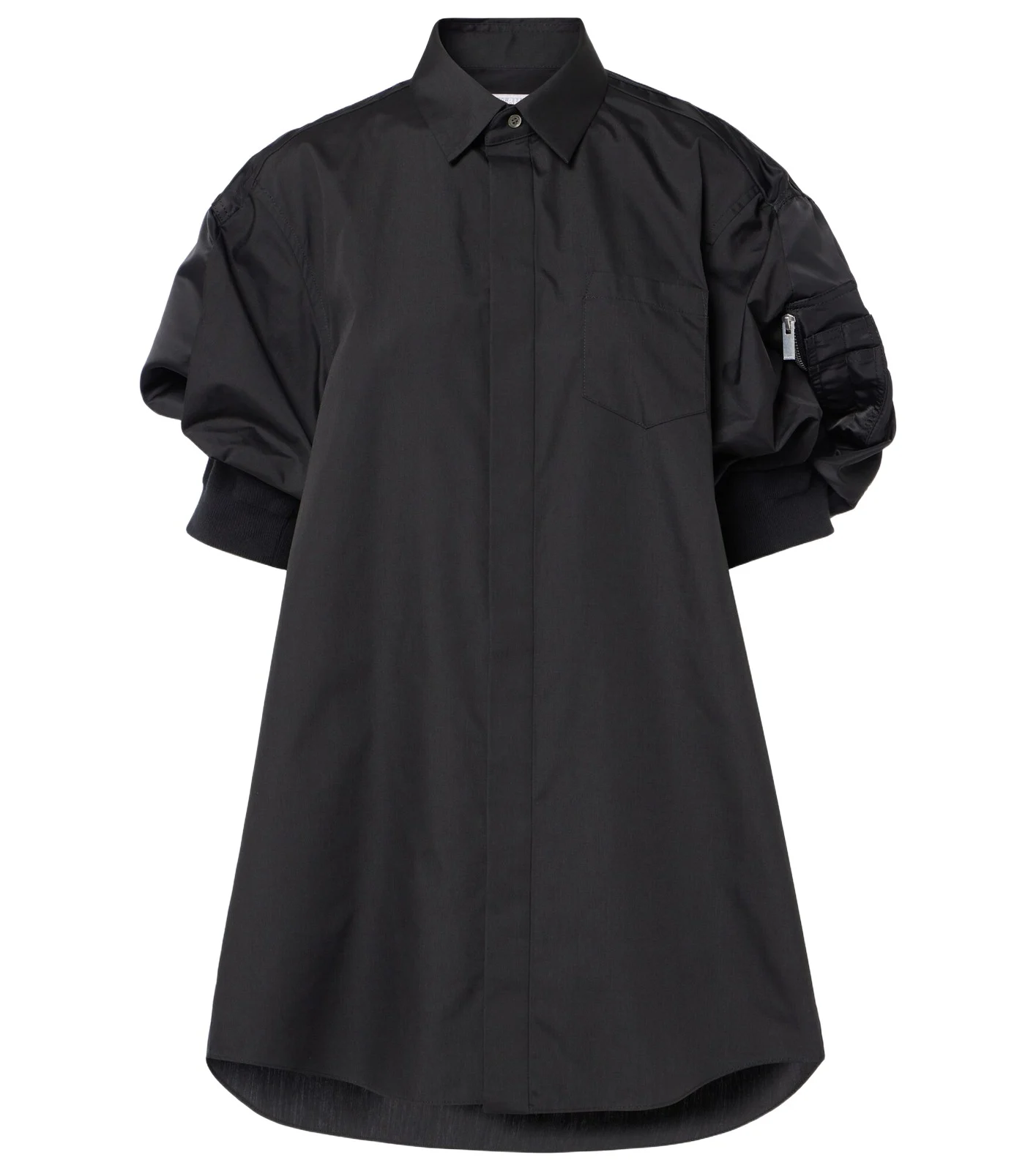 Sacai Poplin and technical twill shirt dress