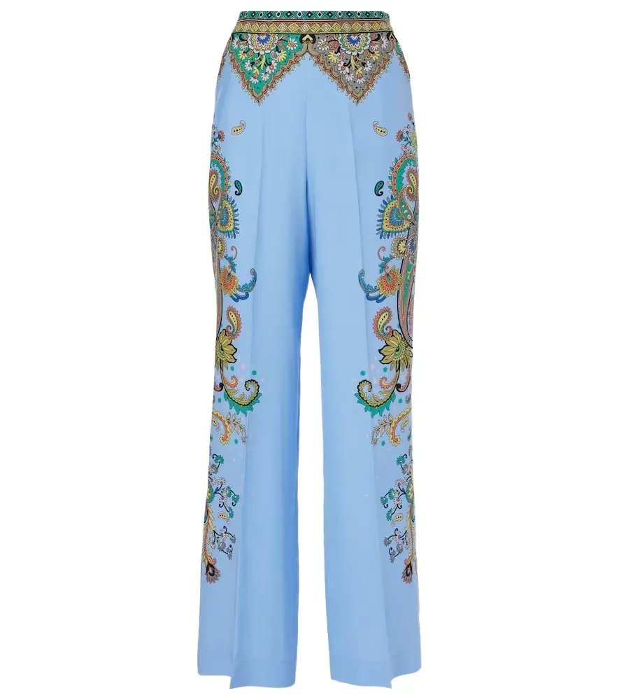 Etro Floral silk crêpe de chine wide-leg pants