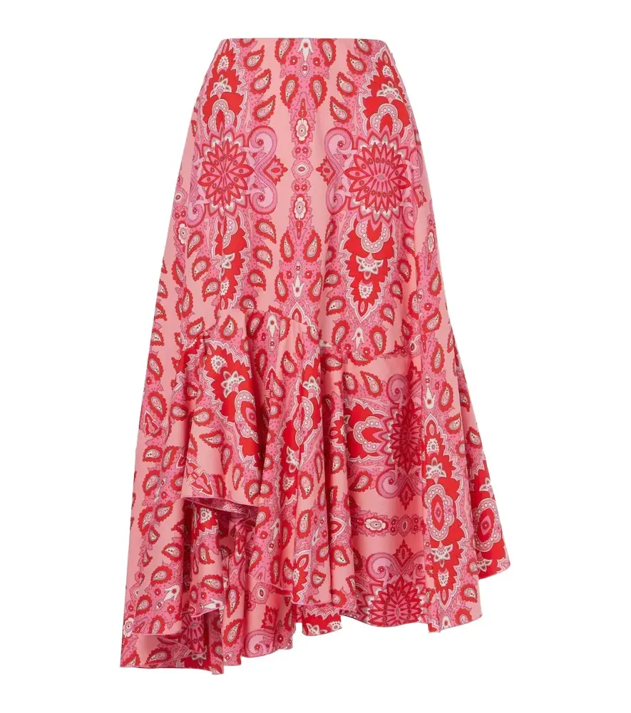 Etro Paisley asymmetric cotton midi skirt