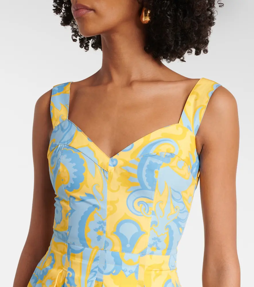 Etro Paisley pleated cotton midi dress | Thumbnail 4