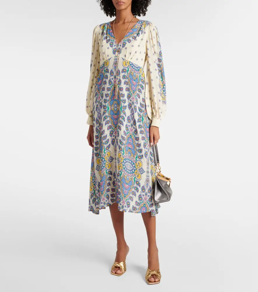 Etro Paisley crêpe de chine midi dress | Thumbnail 3