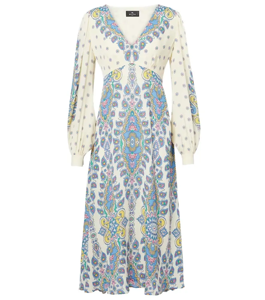 Etro Paisley crêpe de chine midi dress