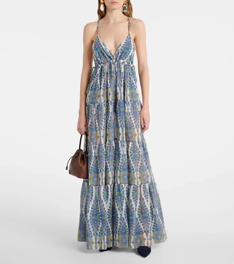 Etro Printed tiered cotton and silk maxi dress | Thumbnail 2