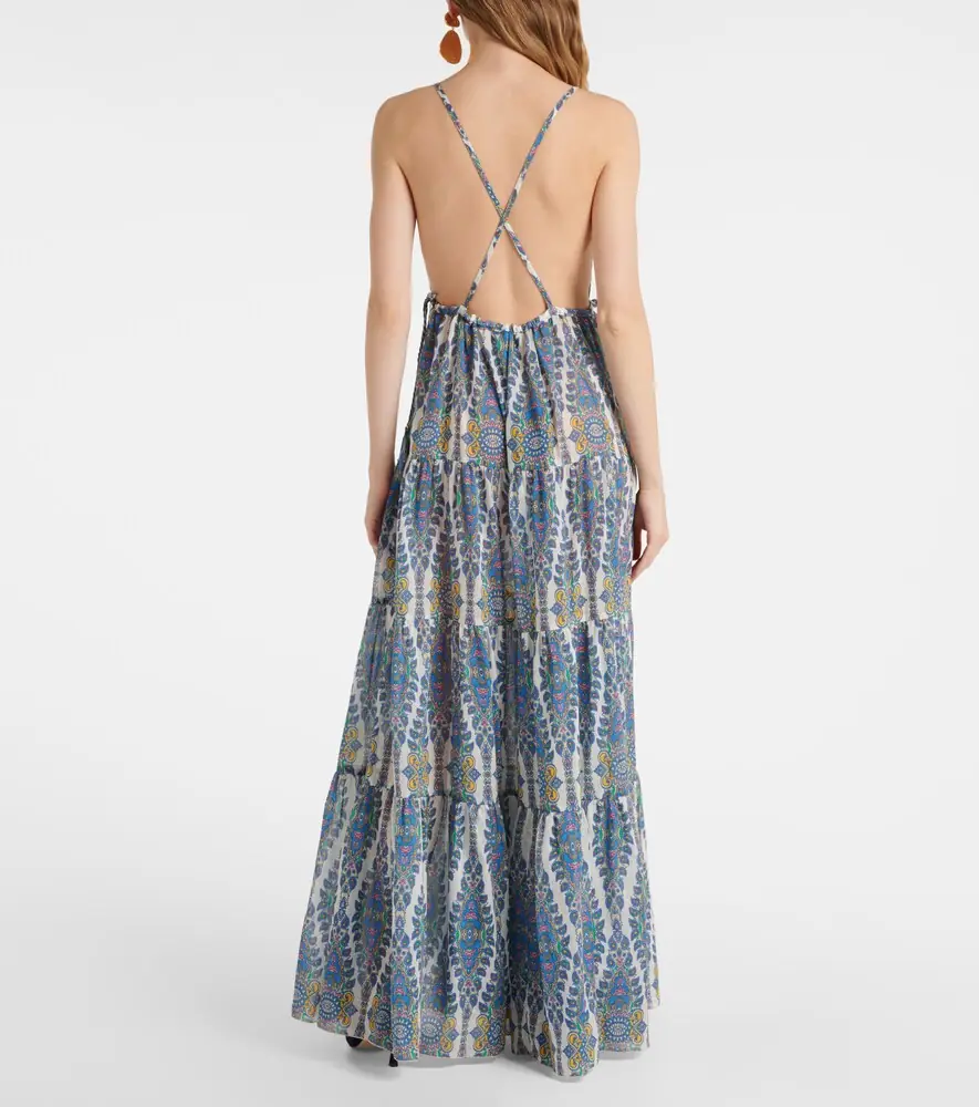 Etro Printed tiered cotton and silk maxi dress | Thumbnail 4