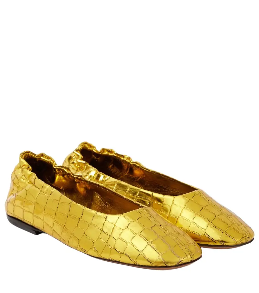 Dries Van Noten Croc-effect metallic leather ballet flats | Image 1 Dries Van Noten Croc-effect metallic leather ballet flats | Image 1