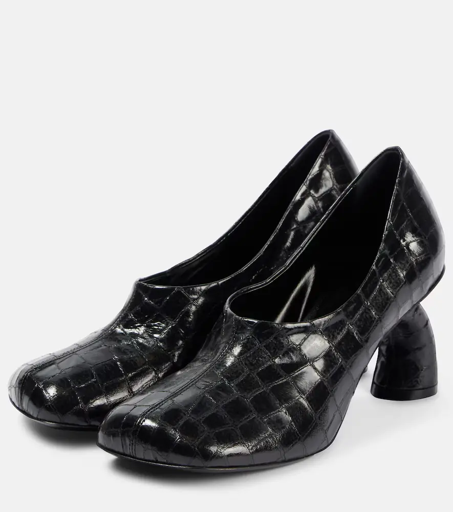 Dries Van Noten 75 croc-effect metallic leather pumps | Thumbnail 2