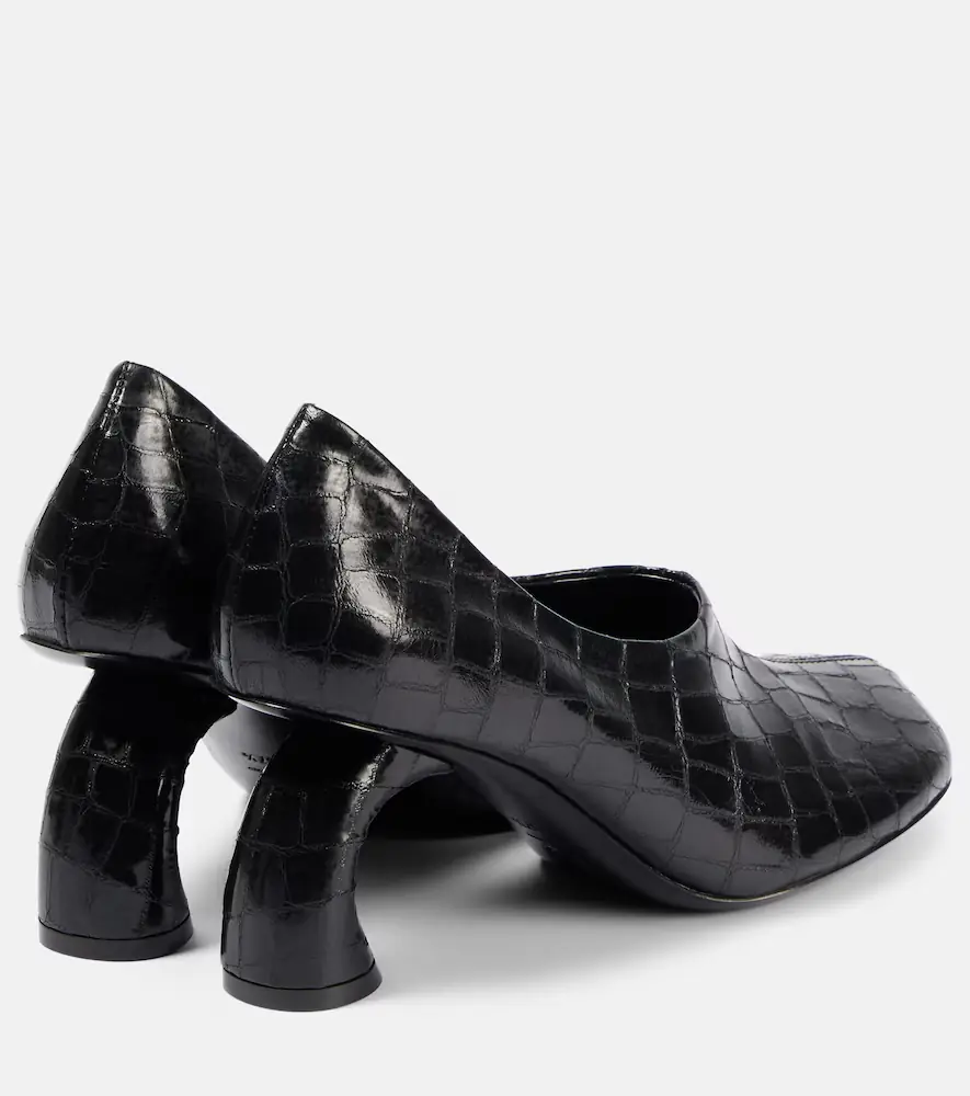 Dries Van Noten 75 croc-effect metallic leather pumps | Thumbnail 3