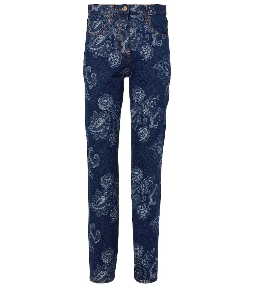Etro Floral jacquard slim jeans